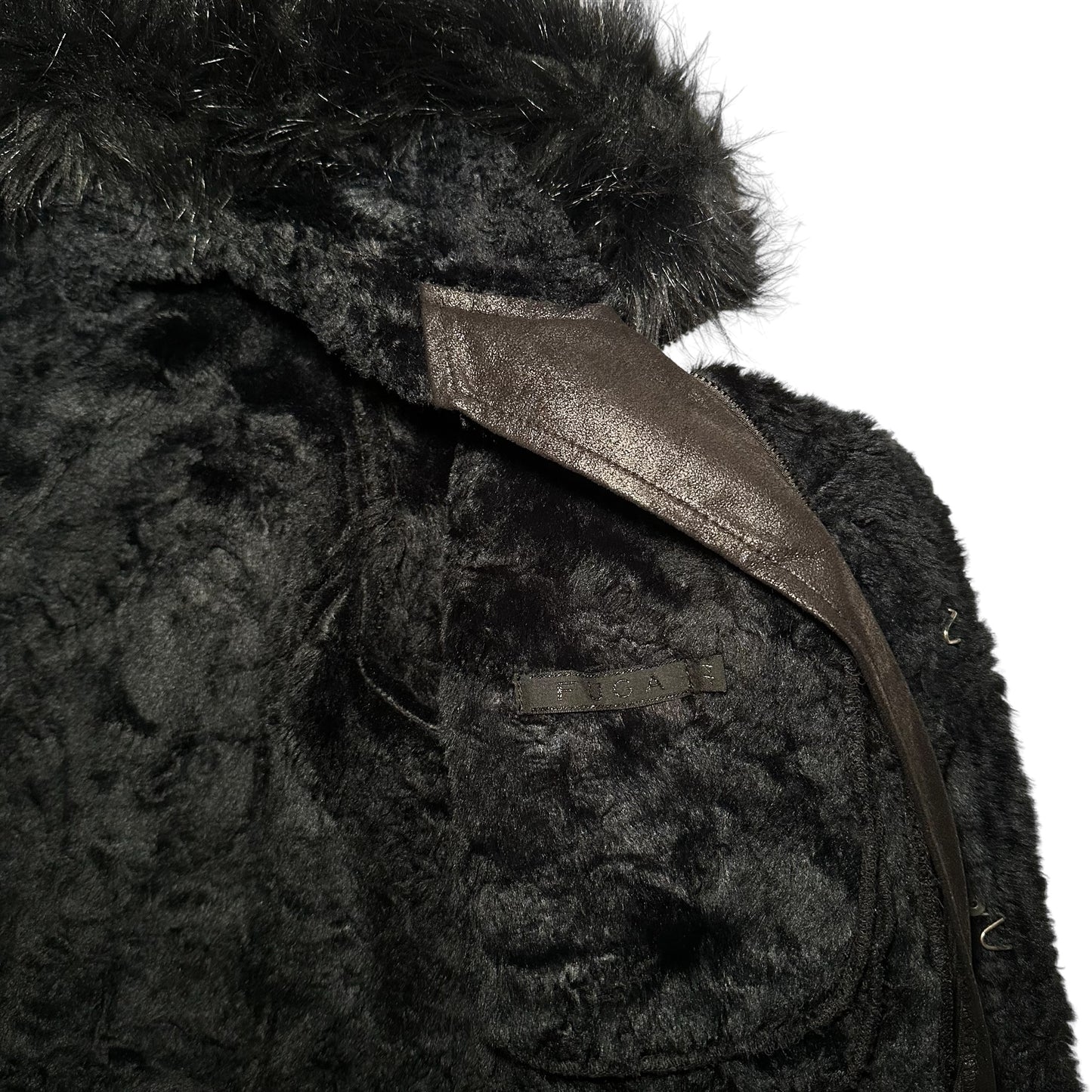 Gostar De Fuga Mink Style Faux Fur Coat w Hood Black