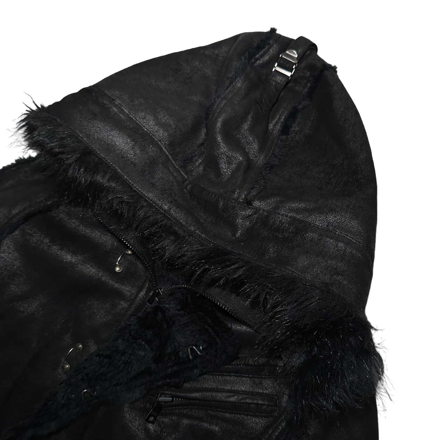 Gostar De Fuga Mink Style Faux Fur Coat w Hood Black