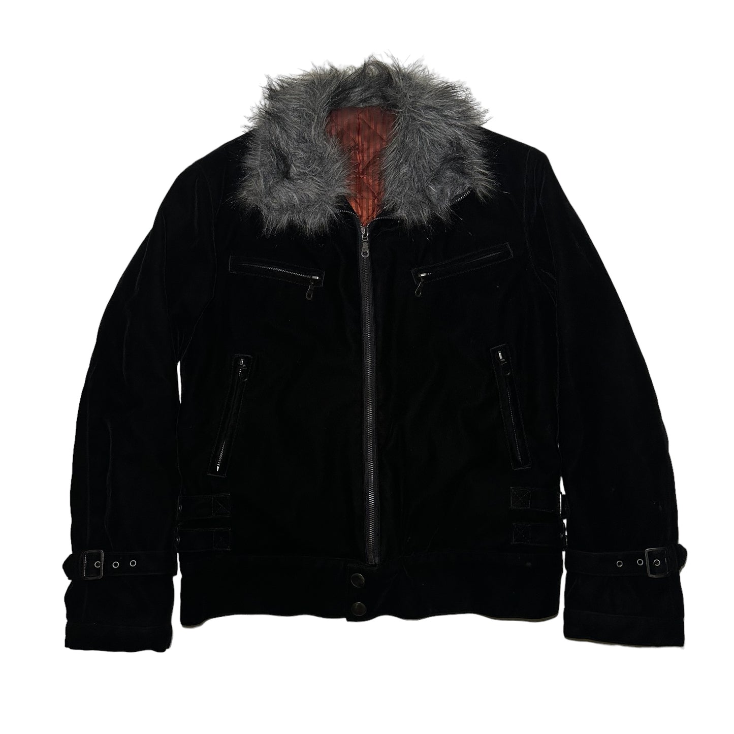 Agate Faux Fur Rider’s Jacket Black