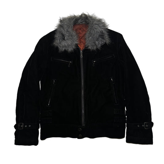 Agate Faux Fur Rider’s Jacket Black