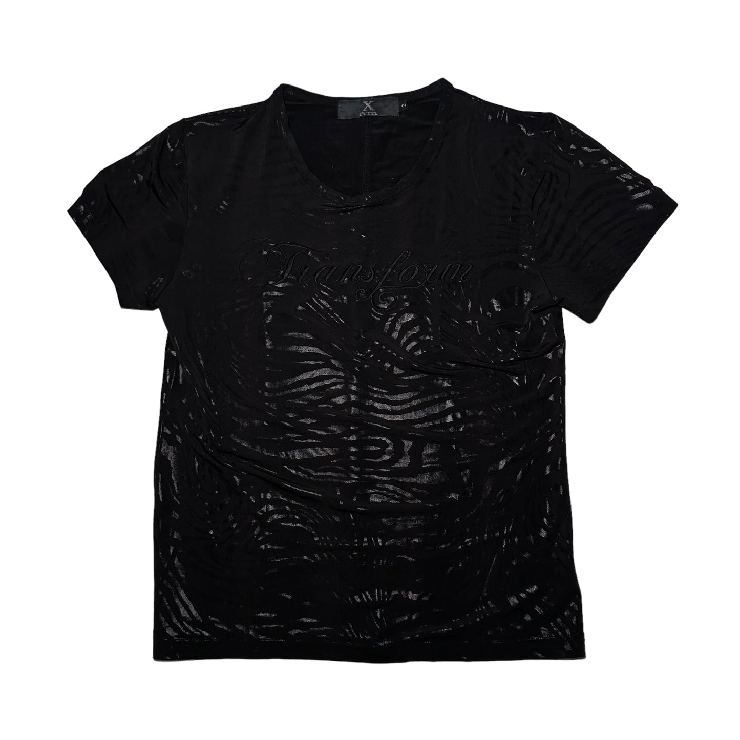 Xfrm ‘Transform’ Sheer Patterned T-Shirt Black