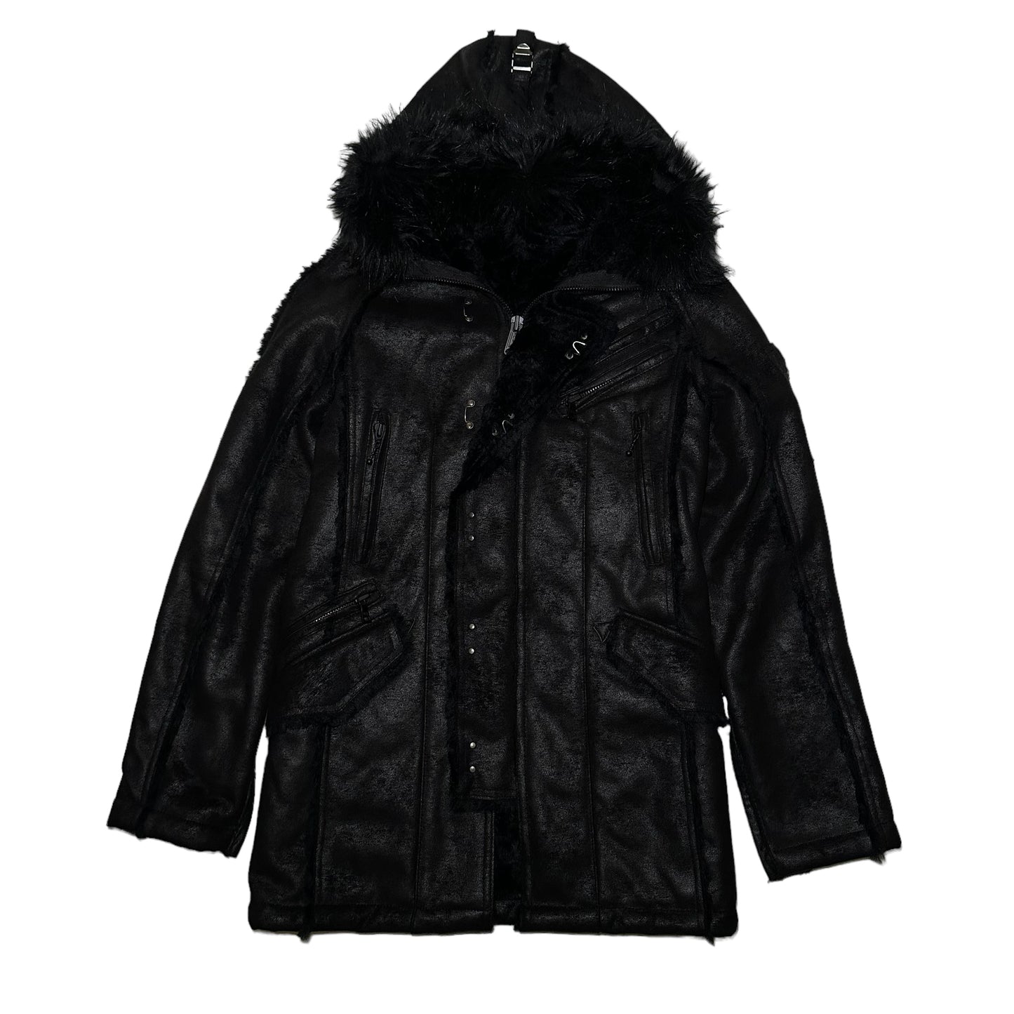 Gostar De Fuga Mink Style Faux Fur Coat w Hood Black