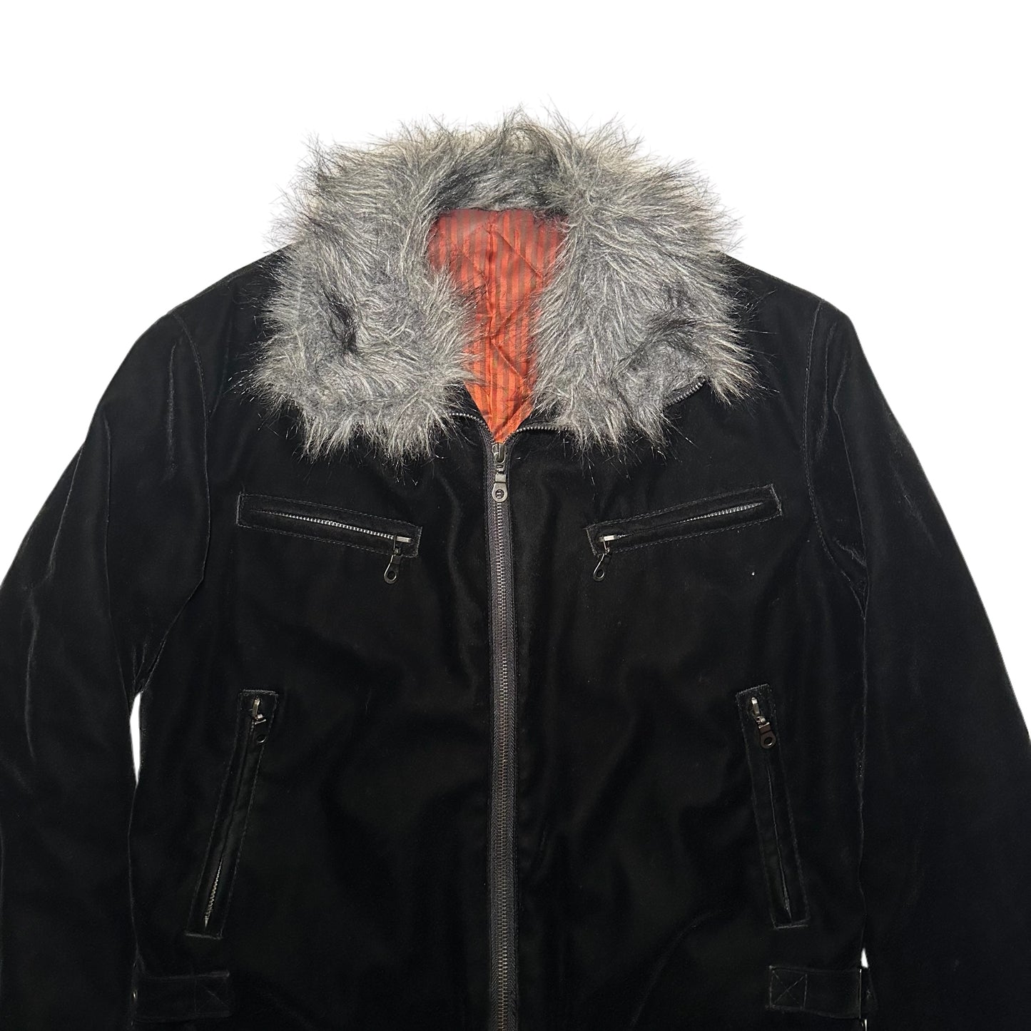 Agate Faux Fur Rider’s Jacket Black