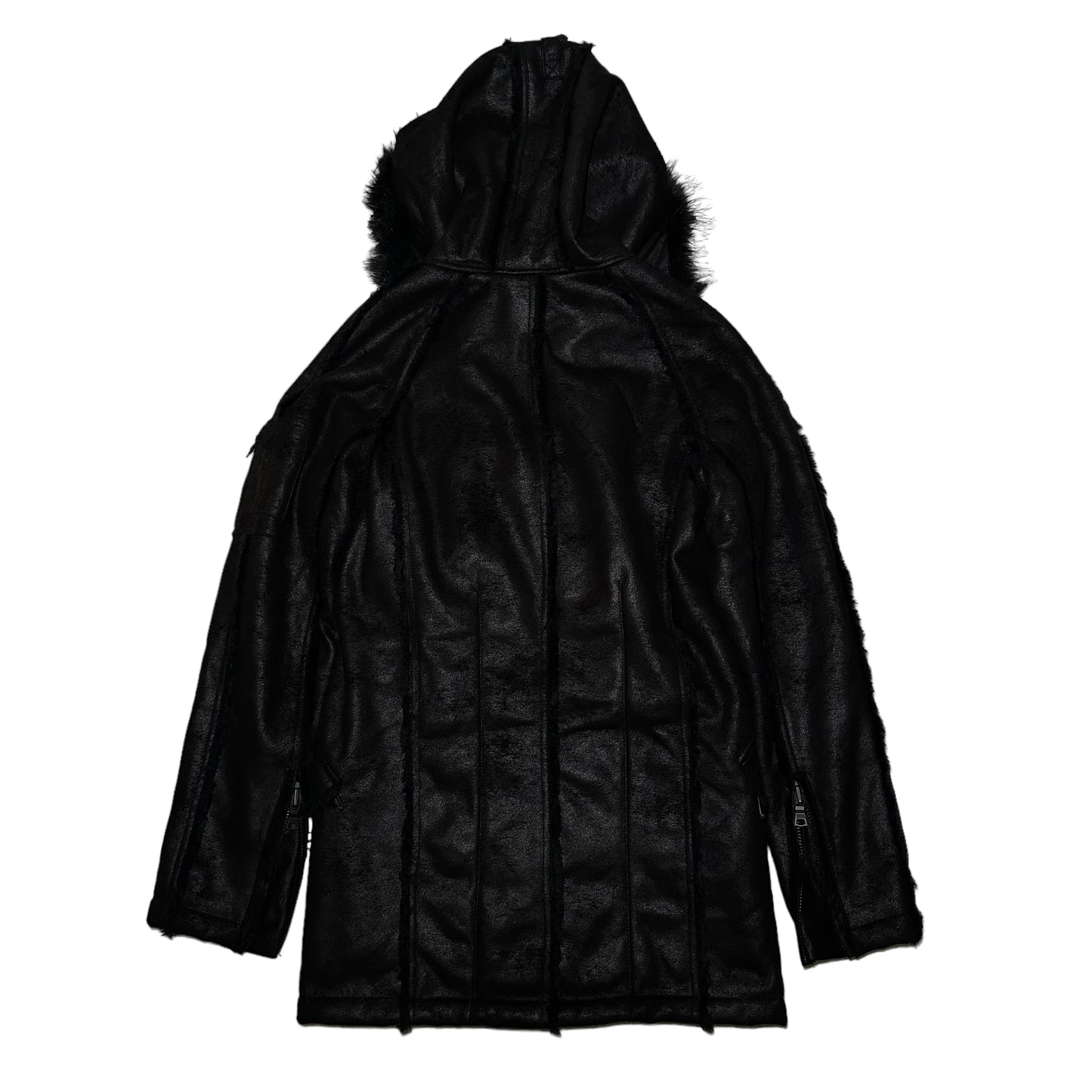 Gostar De Fuga Mink Style Faux Fur Coat w Hood Black