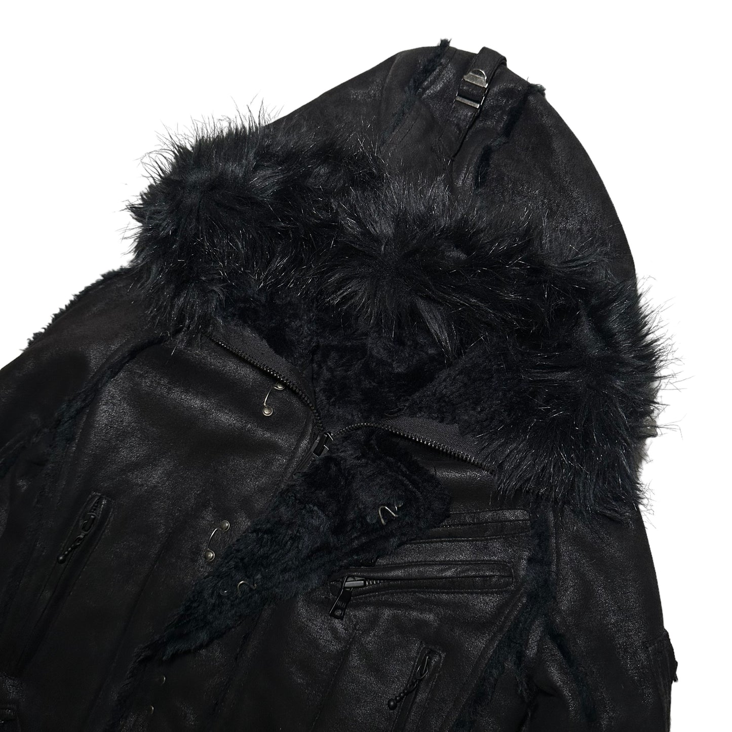 Gostar De Fuga Mink Style Faux Fur Coat w Hood Black