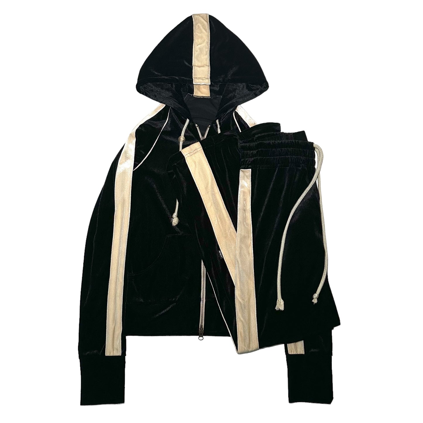 L.G.B. Velour Boxer Track Suit Set Black White/Ivory