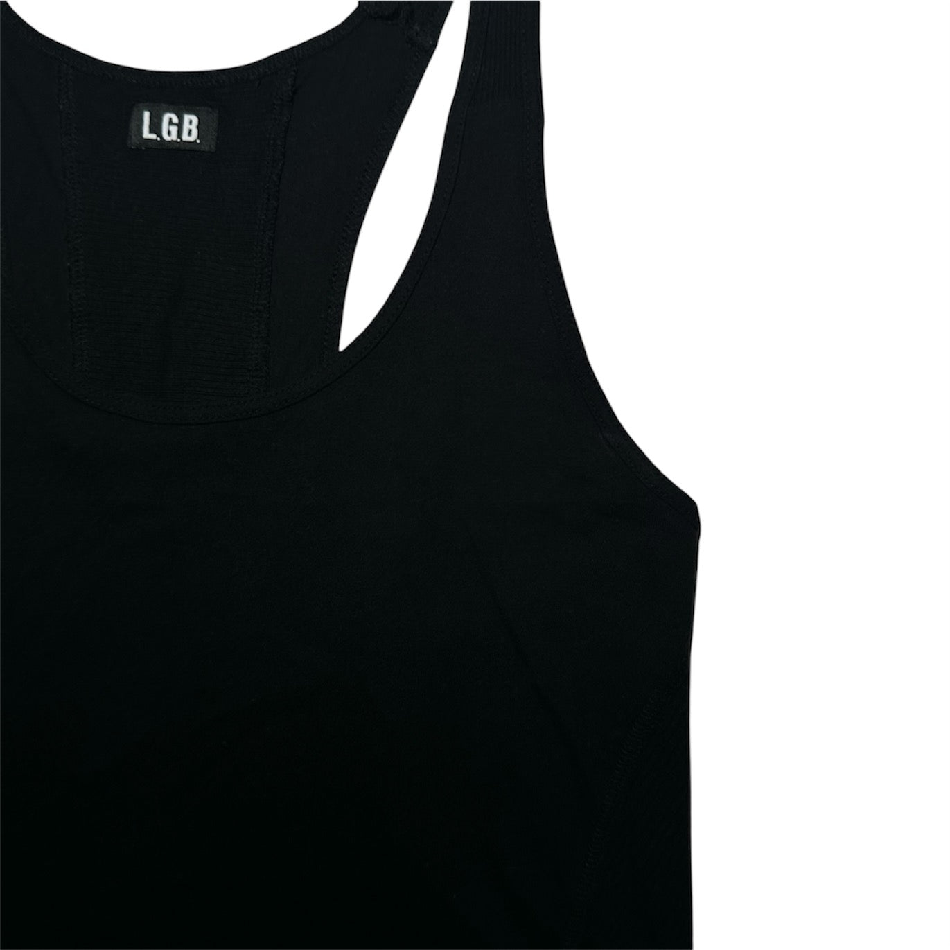 L.G.B. Ribbed Panel Tank Top Black