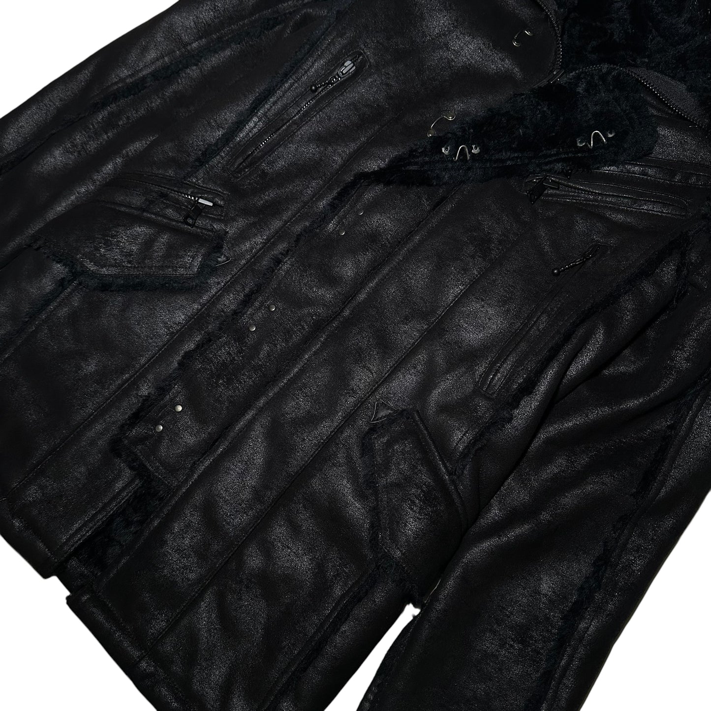Gostar De Fuga Mink Style Faux Fur Coat w Hood Black