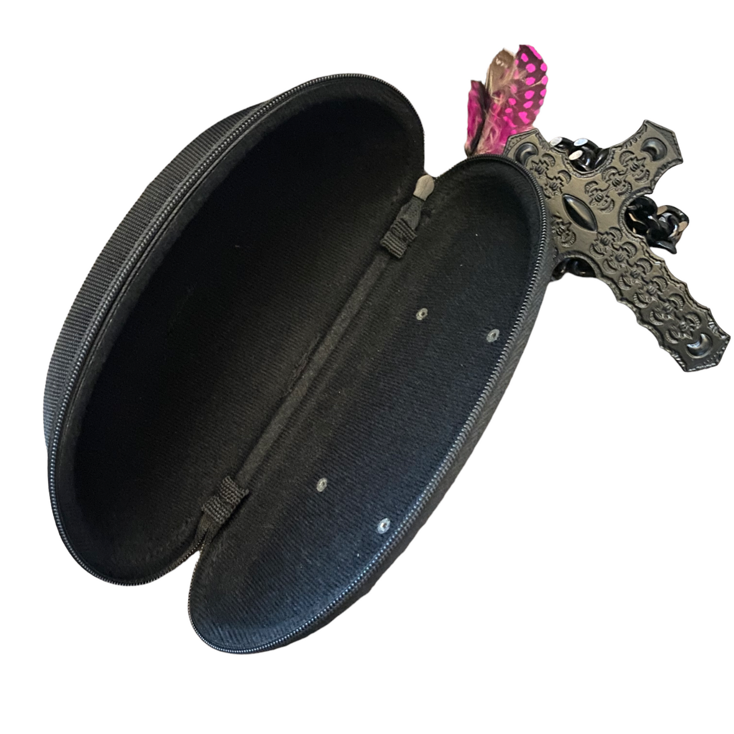 L.G.B. Glasses Case with Crucifix Belt Buckle Keychain